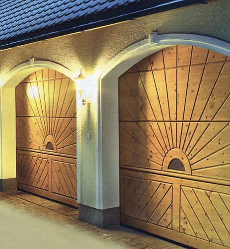 Picture of Hormann Nordic Pine sectional garage doors with bespoke design